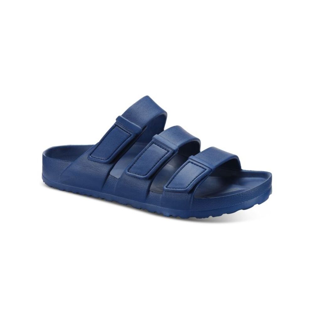 SUN STONE Mens Navy Stay-Put Bowie Platform Slide Sandals Shoes 7